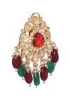 MINAKI_Green Beads, Zari, Stones Flower Carved Dangler Earrings _Online_at_Aza_Fashions