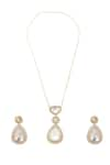 Shop_MINAKI_Gold Plated Kundan Tear Drop Pendant Necklace Set _at_Aza_Fashions