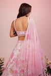 Shop_Label Priyanka Kar_Pink Viscose Hand Embroidery Floral Scoop Pearl Lehenga Set _at_Aza_Fashions