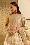 Buy_Sheetal Batra_Ivory Blouse And Lehenga Silk Chanderi Embroidery Gota Patti Aarif Hand & Set _Online_at_Aza_Fashions