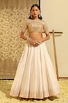 Buy_Sheetal Batra_Ivory Blouse And Lehenga Silk Chanderi Embroidery Gota Patti Aarif Hand & Set 