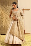 Buy_Sheetal Batra_Ivory Blouse And Lehenga Silk Chanderi Embroidery Gota Aayan Floral & Set _at_Aza_Fashions