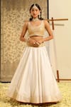 Buy_Sheetal Batra_Ivory Blouse And Lehenga Silk Chanderi Embroidery Gota Aayan Floral & Set _Online_at_Aza_Fashions