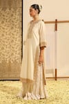 Sheetal Batra_Ivory Kurta Silk Chanderi Embroidery Floral Round Abbas Placket Skirt Set _at_Aza_Fashions