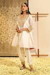 Buy_Sheetal Batra_Ivory Kurta Silk Chanderi Embroidery Dabka Notched Fayaaz Chauga With Salwar _at_Aza_Fashions