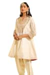 Sheetal Batra_Ivory Kurta Silk Chanderi Embroidery Dabka Notched Fayaaz Chauga With Salwar _Online_at_Aza_Fashions