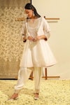 Buy_Sheetal Batra_Ivory Kurta Silk Chanderi Embroidery Dabka Notched Fayaaz Chauga With Salwar _Online_at_Aza_Fashions