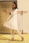 Buy_Sheetal Batra_Ivory Kurta Silk Chanderi Embroidery Dabka Notched Fayaaz Chauga With Salwar 