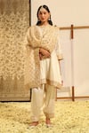 Buy_Sheetal Batra_Ivory Kurta Silk Chanderi Embroidery Dabka Closed Neck Intezaar And Salwar Set _at_Aza_Fashions