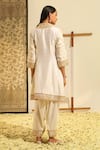 Shop_Sheetal Batra_Ivory Kurta Silk Chanderi Embroidery Dabka Closed Neck Intezaar And Salwar Set _at_Aza_Fashions