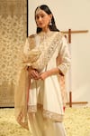 Sheetal Batra_Ivory Kurta Silk Chanderi Embroidery Dabka Closed Neck Intezaar And Salwar Set _at_Aza_Fashions