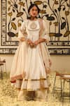 Buy_Sheetal Batra_Ivory Kurta And Skirt Silk Chanderi Embroidery Irshaad Gota Patti Anarkali Set _at_Aza_Fashions