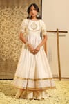 Buy_Sheetal Batra_Ivory Kurta And Skirt Silk Chanderi Embroidery Irshaad Gota Patti Anarkali Set 