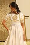 Shop_Sheetal Batra_Ivory Kurta And Skirt Silk Chanderi Embroidery Irshaad Gota Patti Anarkali Set 