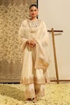 Buy_Sheetal Batra_Ivory Kurta And Palazzo Silk Chanderi Embroidery Dabka Round Neck Sahana Set _at_Aza_Fashions