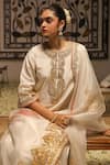 Sheetal Batra_Ivory Kurta And Palazzo Silk Chanderi Embroidery Dabka Round Neck Sahana Set _Online_at_Aza_Fashions