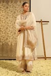 Buy_Sheetal Batra_Ivory Kurta And Palazzo Silk Chanderi Embroidery Dabka Round Neck Sahana Set _Online_at_Aza_Fashions