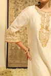 Sheetal Batra_Ivory Kurta And Palazzo Silk Chanderi Embroidery Dabka Round Neck Sahana Set _Online