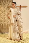 Buy_Sheetal Batra_Ivory Kurta And Sharara Silk Chanderi Embroidery Dabka Shadaab Gota Patti Set _at_Aza_Fashions