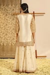 Shop_Sheetal Batra_Ivory Kurta And Sharara Silk Chanderi Embroidery Dabka Shadaab Gota Patti Set _at_Aza_Fashions