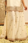 Shop_Sheetal Batra_Ivory Kurta And Sharara Silk Chanderi Embroidery Dabka Shadaab Gota Patti Set _Online_at_Aza_Fashions