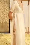 Buy_Sheetal Batra_Ivory Kurta Silk Chanderi Embroidery Dabka V Neck Shahnawaz And Skirt Set 