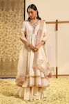 Buy_Sheetal Batra_Ivory Kurta And Skirt Silk Chanderi Embroidery Shaiz Placement Anarkali & Set _at_Aza_Fashions