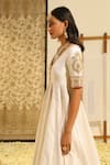 Shop_Sheetal Batra_Ivory Kurta And Skirt Silk Chanderi Embroidery Shaiz Placement Anarkali & Set 