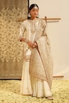 Buy_Sheetal Batra_Ivory Kurta And Gharara Silk Chanderi Embroidery Dabka Round Shamshul & Set _at_Aza_Fashions