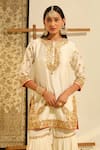 Sheetal Batra_Ivory Kurta And Gharara Silk Chanderi Embroidery Dabka Round Shamshul & Set _at_Aza_Fashions