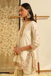 Buy_Sheetal Batra_Ivory Kurta And Gharara Silk Chanderi Embroidery Dabka Round Shamshul & Set 