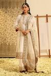 Buy_Sheetal Batra_Ivory Kurta And Palazzo Silk Chanderi Embroidery Dabka Round Neck Shiza & Set _at_Aza_Fashions