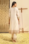 Shop_Sheetal Batra_Ivory Kurta And Palazzo Silk Chanderi Embroidery Dabka Round Neck Shiza & Set _at_Aza_Fashions