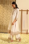 Sheetal Batra_Ivory Kurta And Palazzo Silk Chanderi Embroidery Dabka Round Neck Shiza & Set _Online_at_Aza_Fashions