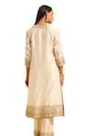 Buy_Sheetal Batra_Ivory Kurta And Palazzo Silk Chanderi Embroidery Dabka Round Neck Shiza & Set _Online_at_Aza_Fashions