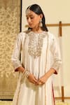 Shop_Sheetal Batra_Ivory Kurta And Palazzo Silk Chanderi Embroidery Dabka Round Neck Shiza & Set _Online_at_Aza_Fashions