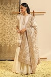 Buy_Sheetal Batra_Ivory Kurta And Gharara Silk Chanderi Embroidery Dabka Round Siraj Paisley Set _at_Aza_Fashions