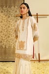 Sheetal Batra_Ivory Kurta And Gharara Silk Chanderi Embroidery Dabka Round Siraj Paisley Set _Online_at_Aza_Fashions