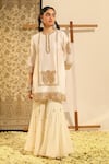 Buy_Sheetal Batra_Ivory Kurta And Gharara Silk Chanderi Embroidery Dabka Round Siraj Paisley Set 