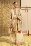 Buy_Sheetal Batra_Ivory Kurta And Sharara Silk Chanderi Embroidery Dabka Suleman Gota Patti Set _Online_at_Aza_Fashions