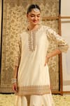 Shop_Sheetal Batra_Ivory Kurta And Sharara Silk Chanderi Embroidery Dabka Suleman Gota Patti Set 