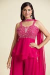 Shop_Samyukta Singhania_Pink Georgette Embroidered Mirror Sweetheart Tunic Set _Online_at_Aza_Fashions