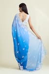 Shop_Samyukta Singhania_Blue Saree Georgette Embellished Sequin Ombre With Unstitched Blouse Piece _at_Aza_Fashions