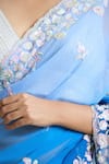 Samyukta Singhania_Blue Saree Georgette Embellished Sequin Ombre With Unstitched Blouse Piece _at_Aza_Fashions