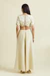 Shop_Samyukta Singhania_Ivory Tissue Embellished Dabka Round Thread Embroidered Crop Top With Palazzo _at_Aza_Fashions