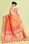 Shop_Samyukta Singhania_Orange Banarasi Silk Woven Foil Print Saree With Unstitched Blouse Piece _at_Aza_Fashions