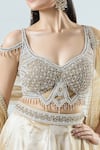 Buy_Samyukta Singhania_Gold Blouse And Dupatta Net Embellished Panelled Lehenga Set With Shoulder _Online_at_Aza_Fashions