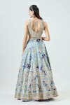 Shop_Samyukta Singhania_Blue Blouse And Lehenga Silk Embellished Dye Mirrorwork Round Tie-dye Set _at_Aza_Fashions