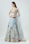 Buy_Samyukta Singhania_Blue Blouse And Lehenga Silk Embellished Dye Mirrorwork Round Tie-dye Set _Online_at_Aza_Fashions