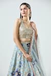 Shop_Samyukta Singhania_Blue Blouse And Lehenga Silk Embellished Dye Mirrorwork Round Tie-dye Set _Online_at_Aza_Fashions